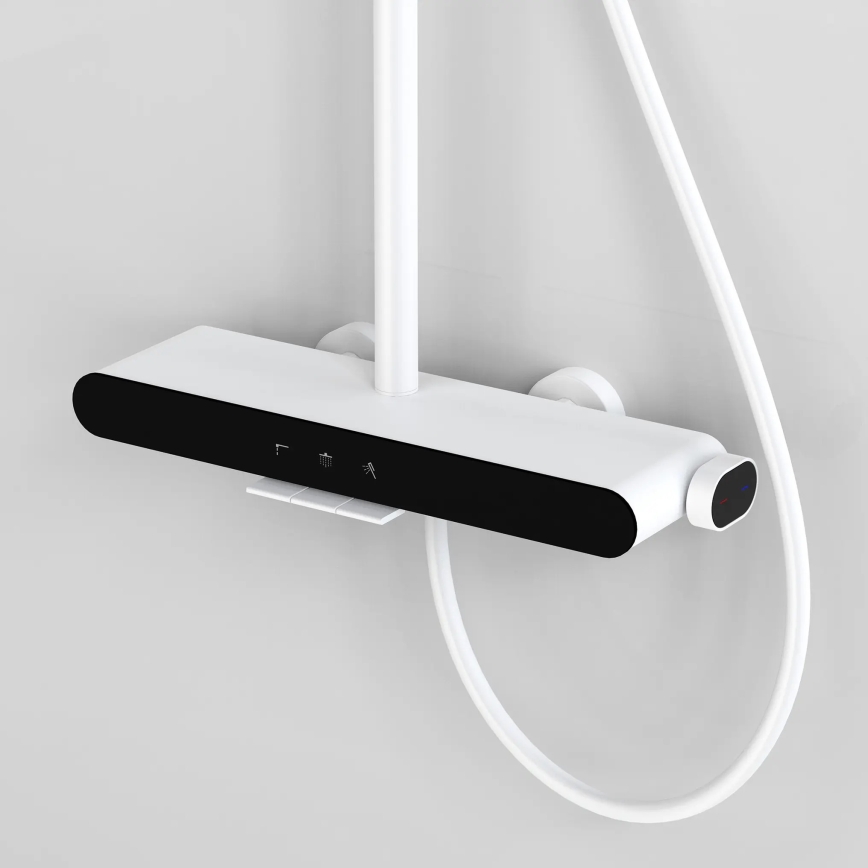 REA-P0353 - Zestaw prysznicowy z baterią FAREL, matowa biel