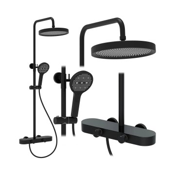 REA-P0360 - Zestaw prysznicowy z baterią CREO, czarny mat