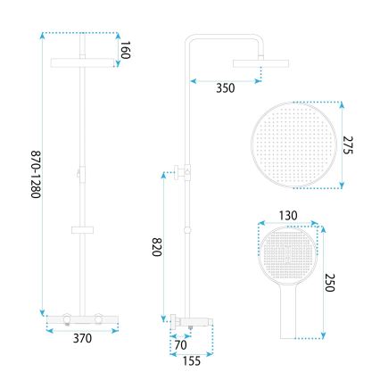 REA-P0360 - Zestaw prysznicowy z baterią CREO, czarny mat