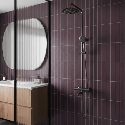 REA-P6386 - Zestaw prysznicowy z baterią termostatyczną LUNGO tytanowy