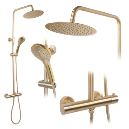REA-P6602 - Zestaw prysznicowy z baterią termostatyczną VINCENT, szczotkowane złoto