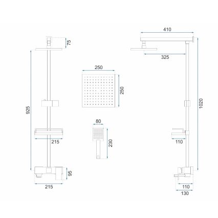 REA-P7050 - Zestaw prysznicowy z baterią JACK w szczotkowanym złocie