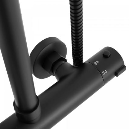 REA-P8804 - Zestaw prysznicowy BLISS z baterią termostatyczną, matowa czerń