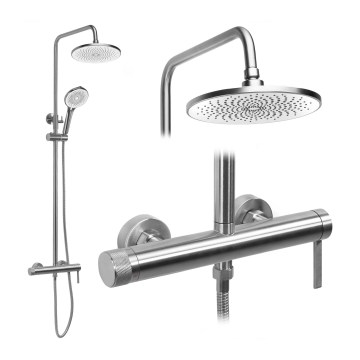 REA-P9498 - Zestaw prysznicowy z baterią RIVO, szczotkowana stal