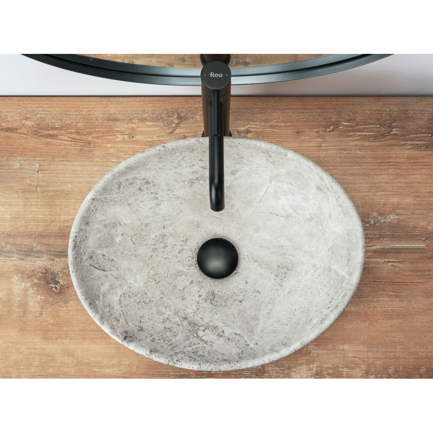 REA-U0165 - Umywalka nablatowa SOFIA 34,5x41 cm, ceramika/jasny kamień