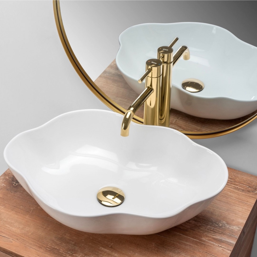 REA-U0265 - Umywalka nablatowa PEARL 38x50,5 cm ceramika/biały połysk