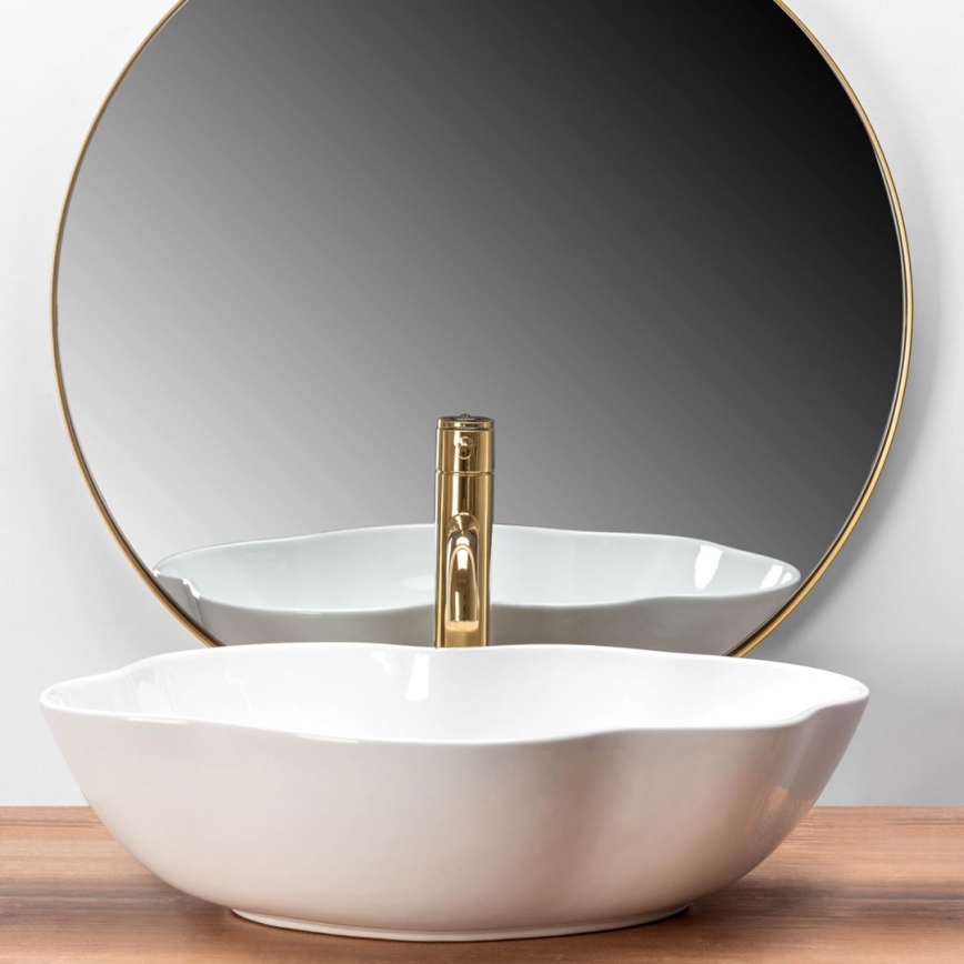 REA-U0265 - Umywalka nablatowa PEARL 38x50,5 cm ceramika/biały połysk