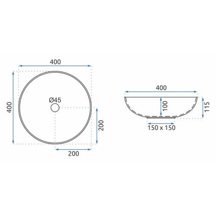 REA-U0267 - Umywalka nablatowa ARTE Ø 40 cm ceramika/wzór ornamentowy