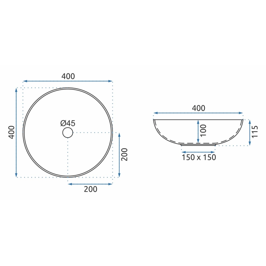 REA-U0267 - Umywalka nablatowa ARTE Ø 40 cm ceramika/wzór ornamentowy