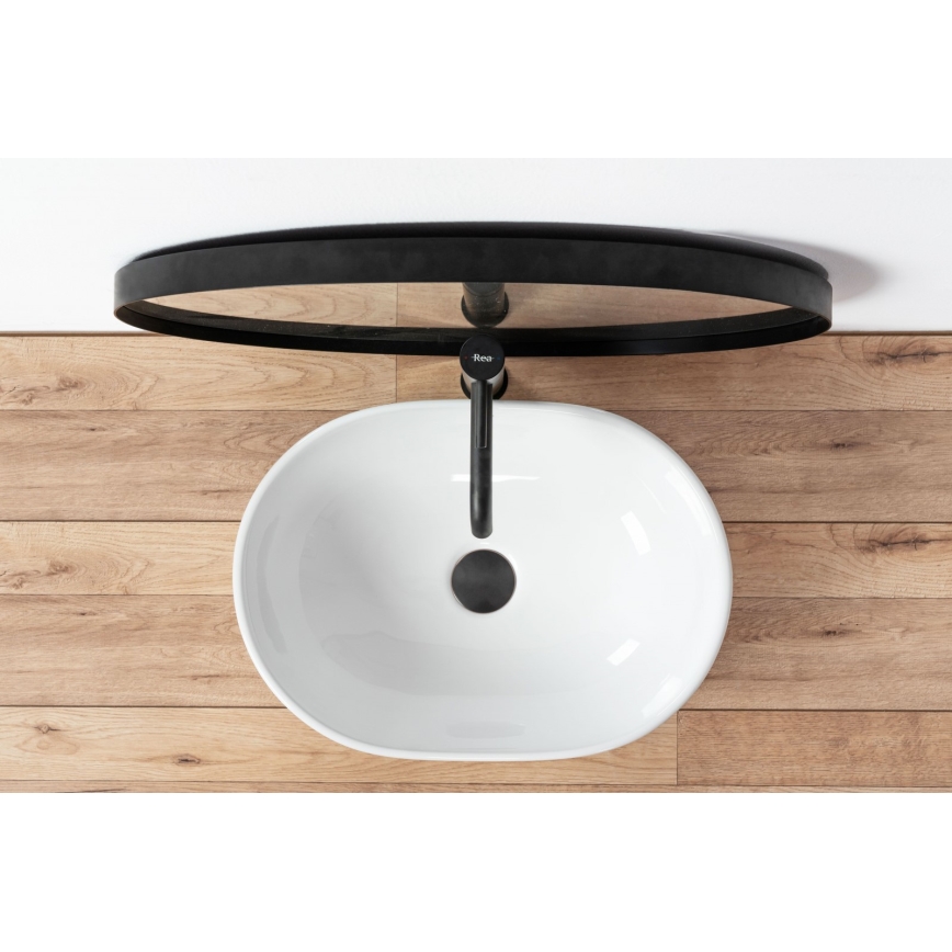 REA-U0416 - Umywalka nablatowa AMELIA 34,5x48 cm ceramika/biały połysk