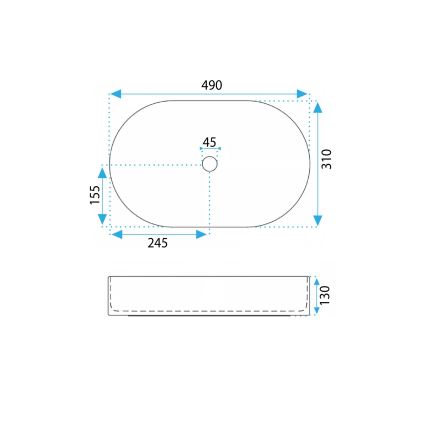 REA-U0603 - Umywalka nablatowa VANDA 31x49 cm, ceramika, biały połysk