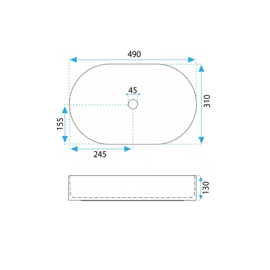 REA-U0603 - Umywalka nablatowa VANDA 31x49 cm, ceramika, biały połysk