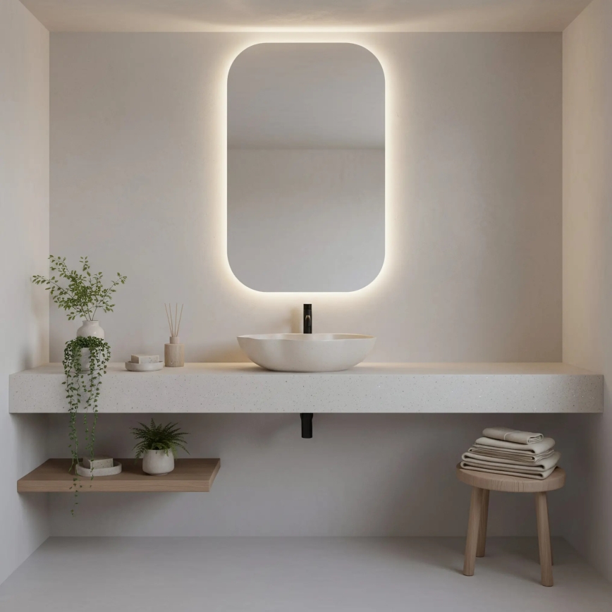 REA-U0617 - Umywalka nablatowa PEARL 38x50,5 cm ceramika/beżowa/imitacja kamienia