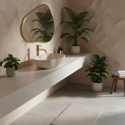 REA-U0617 - Umywalka nablatowa PEARL 38x50,5 cm ceramika/beżowa/imitacja kamienia