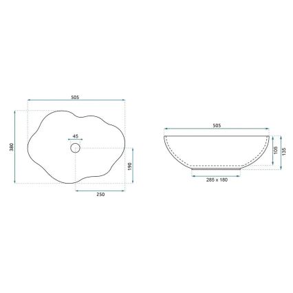 REA-U0617 - Umywalka nablatowa PEARL 38x50,5 cm ceramika/beżowa/imitacja kamienia
