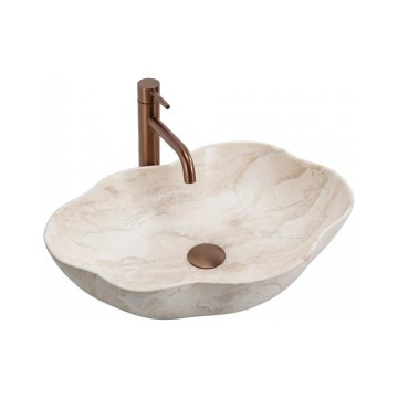 REA-U0619 - Umywalka nablatowa PEARL 38x50,5 cm ceramika/beżowa