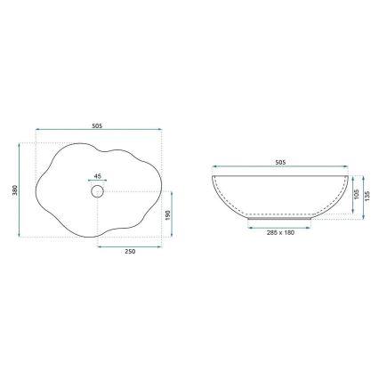 REA-U0620 - Umywalka nablatowa PEARL 38x50,5 cm ceramika/szara/beżowa/imitacja kamienia