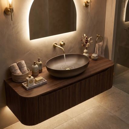 REA-U0627 - Umywalka nablatowa CAROLA 39x51,5 cm ceramika/beżowa/brązowa