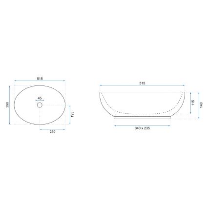REA-U0627 - Umywalka nablatowa CAROLA 39x51,5 cm ceramika/beżowa/brązowa