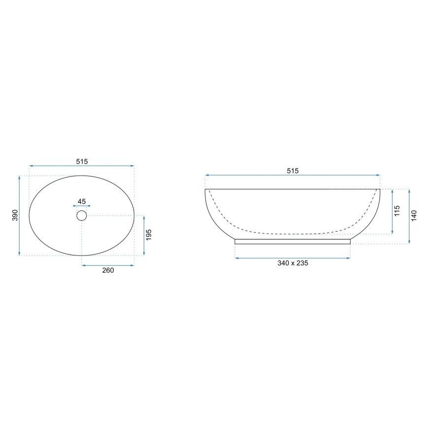 REA-U0627 - Umywalka nablatowa CAROLA 39x51,5 cm ceramika/beżowa/brązowa