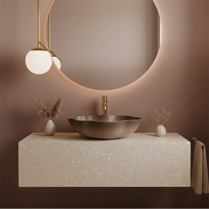 REA-U0629 - Umywalka nablatowa PEARL 38x50,5 cm ceramika/brązowa