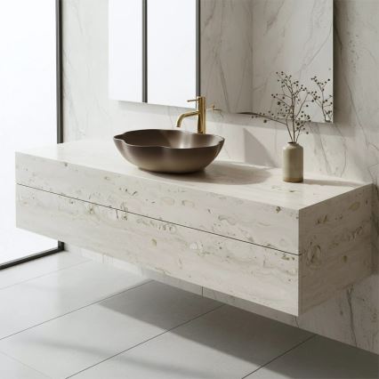 REA-U0629 - Umywalka nablatowa PEARL 38x50,5 cm ceramika/brązowa