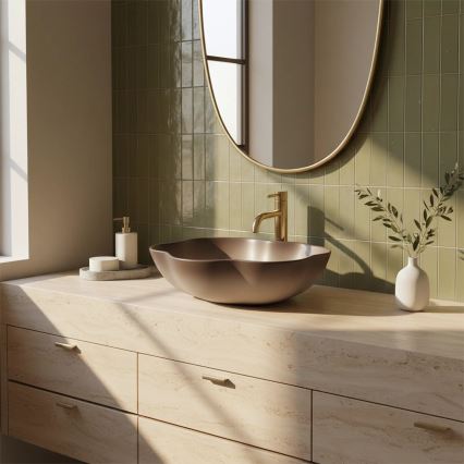 REA-U0629 - Umywalka nablatowa PEARL 38x50,5 cm ceramika/brązowa