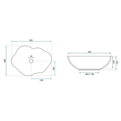 REA-U0629 - Umywalka nablatowa PEARL 38x50,5 cm ceramika/brązowa