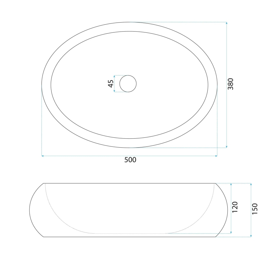 REA-U0633 - Umywalka nablatowa MIKA GABRO 38x50 cm szara/imitacja kamienia