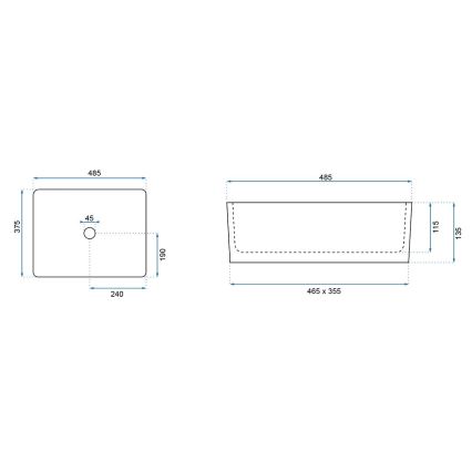 REA-U0669 - Umywalka nablatowa ANITA 37,5x48,5 cm ceramika/biały połysk