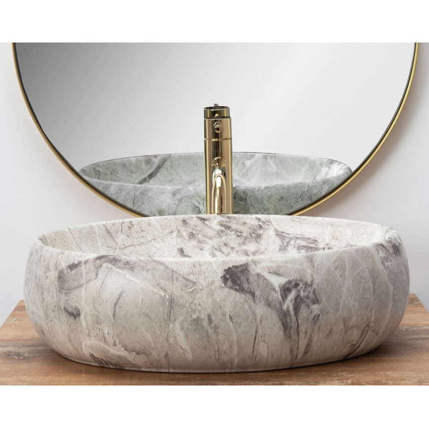 REA-U1020 - Umywalka nablatowa LINDA 34 x 48,5 cm ceramika/imitacja kamienia