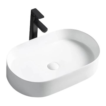 REA-U1055 - Umywalka nablatowa NADIA 38,5x61 cm ceramika/biały połysk