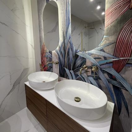 REA-U1223 - Umywalka nablatowa QUEEN 41,5x55 cm ceramika/biały połysk