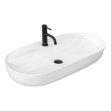 REA-U2541 - Umywalka nablatowa AURA 41x81 cm ceramika/biały połysk