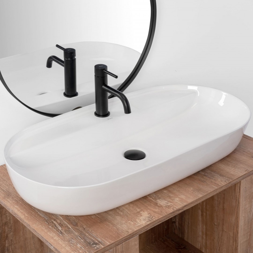 REA-U2541 - Umywalka nablatowa AURA 41x81 cm ceramika/biały połysk