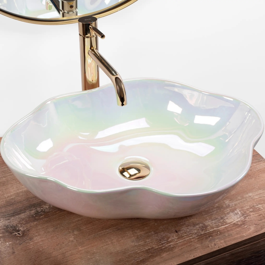 REA-U3309 - Umywalka nablatowa PEARL 38x50,5 cm ceramika/wielobarwna