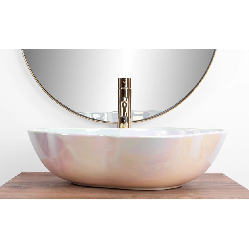 REA-U3309 - Umywalka nablatowa PEARL 38x50,5 cm ceramika/wielobarwna