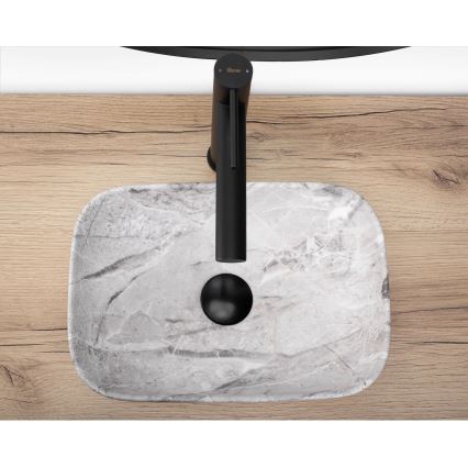 REA-U3321 - Umywalka nablatowa BELINDA MINI 25x36 cm ceramika/szary/imitacja kamienia