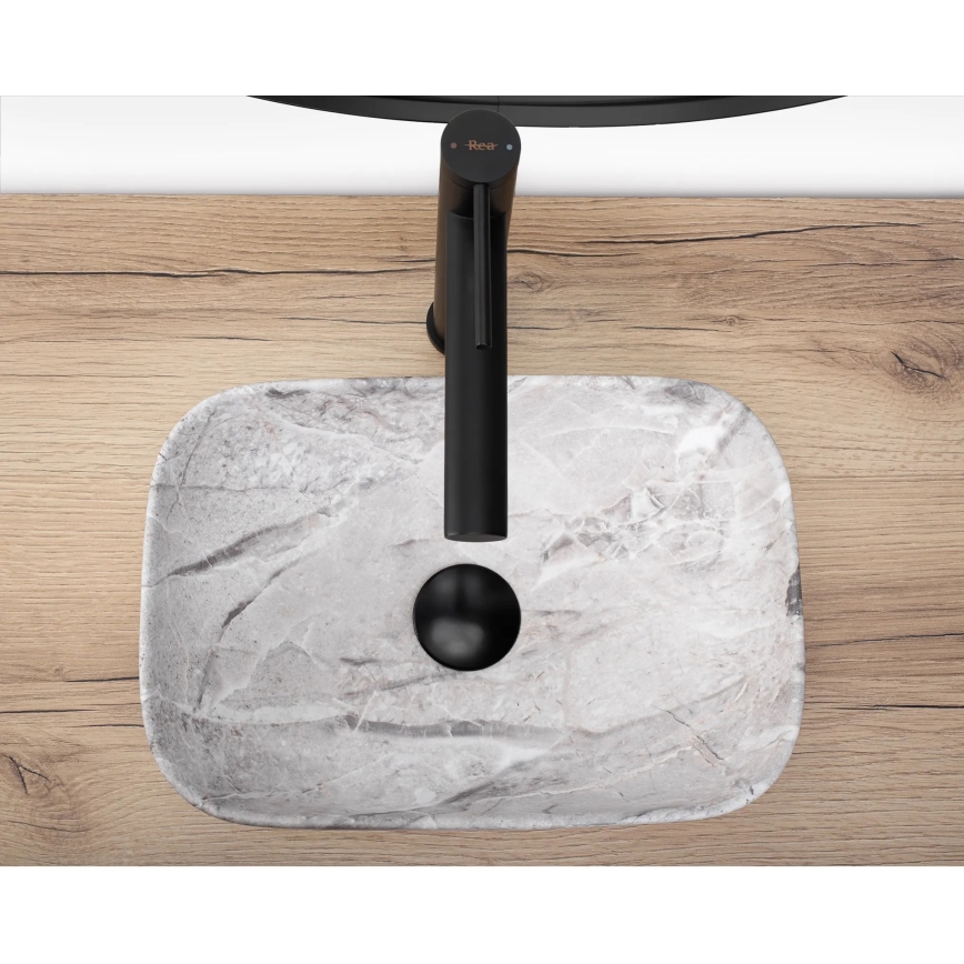 REA-U3321 - Umywalka nablatowa BELINDA MINI 25x36 cm ceramika/szary/imitacja kamienia