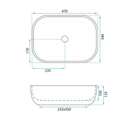 REA-U3323 - Umywalka nablatowa BELINDA 33,5x46,5 cm ceramika/imitacja kamienia