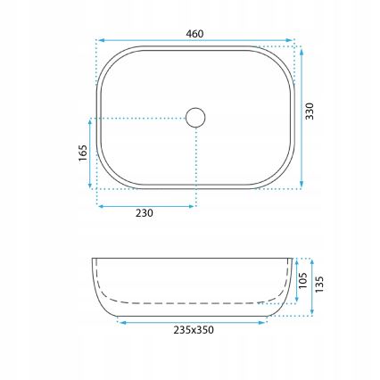 REA-U3324 - Umywalka nablatowa BELINDA 33x46 cm ceramika/szara/imitacja kamienia