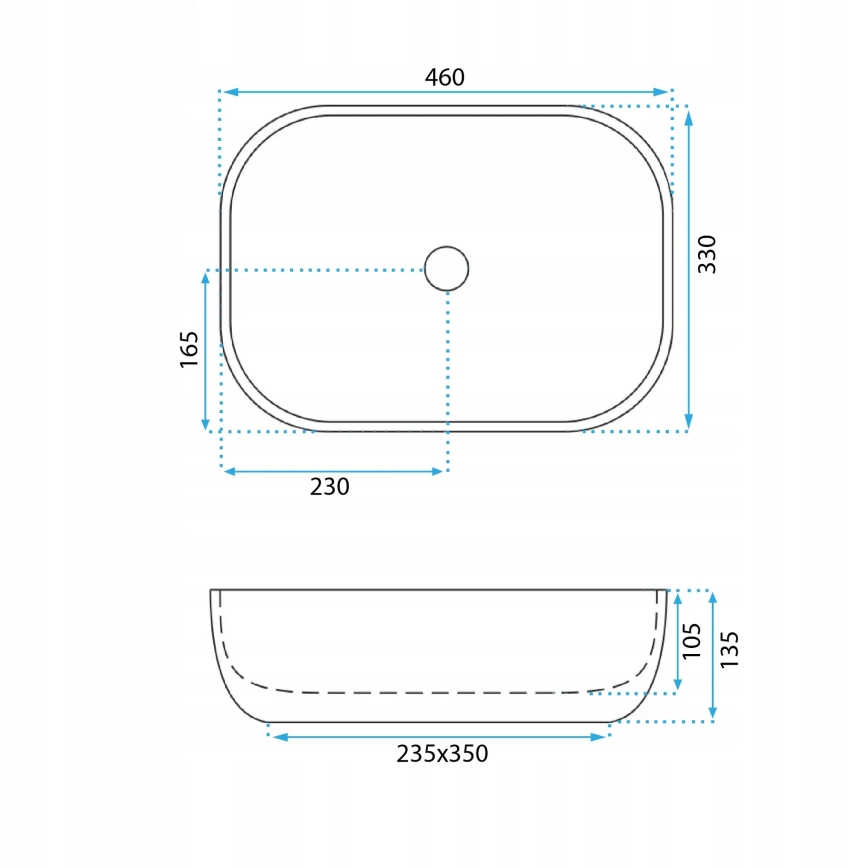 REA-U3324 - Umywalka nablatowa BELINDA 33x46 cm ceramika/szara/imitacja kamienia