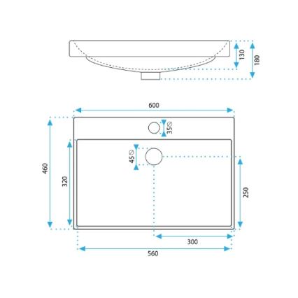 REA-U3326 - Umywalka wpuszczana MANDY 46x60 cm ceramika/biały połysk