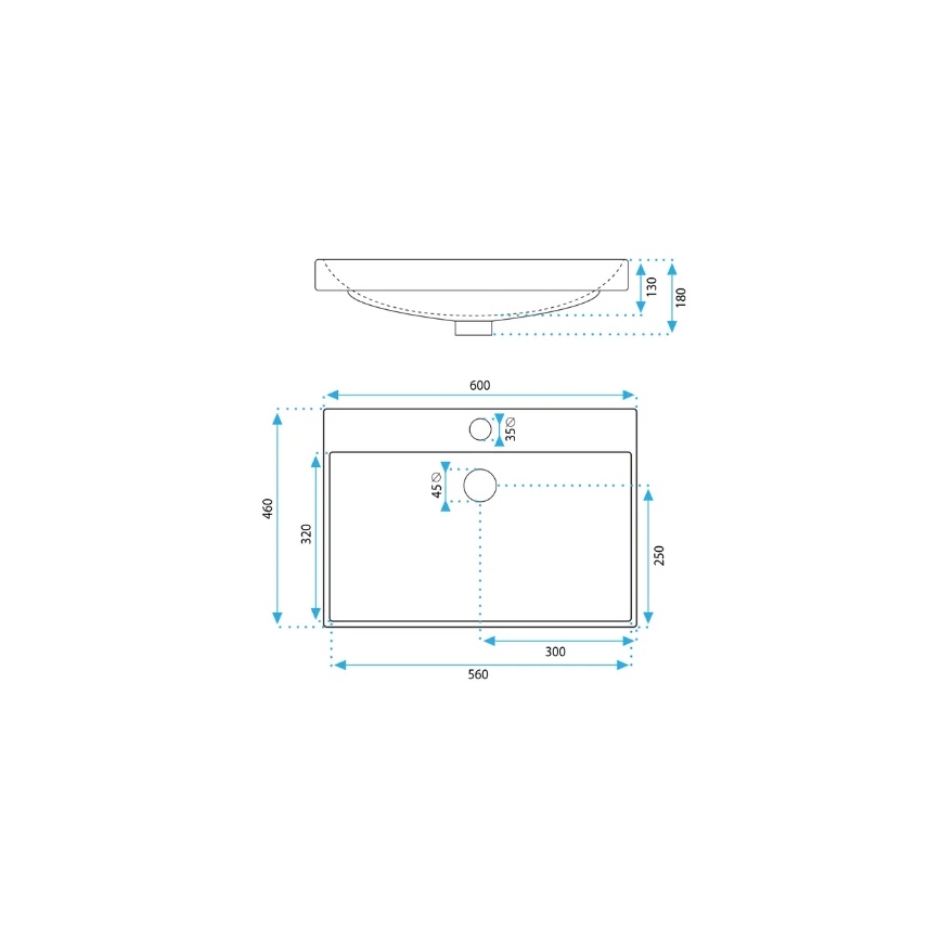 REA-U3326 - Umywalka wpuszczana MANDY 46x60 cm ceramika/biały połysk