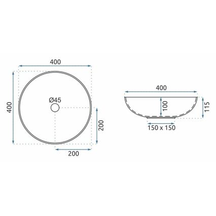 REA-U3608 - Umywalka nablatowa JULIANA 40 cm ceramiczna/biała/niebieska