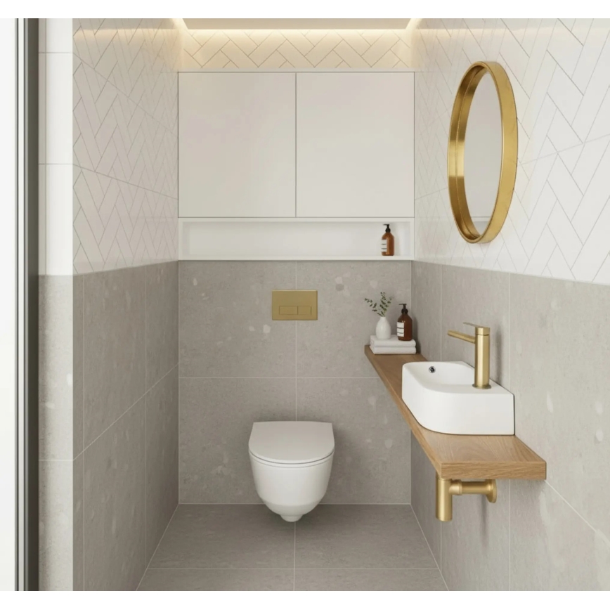 REA-U3610 - Umywalka nablatowa/zawieszana ODETTA 25x51 cm ceramika/biały połysk