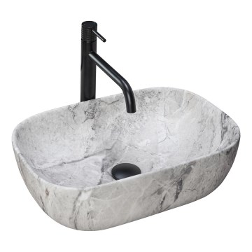 REA-U3800 - Umywalka nablatowa LIVIA 33,5x46,5 cm ceramika/szara/imitacja kamienia