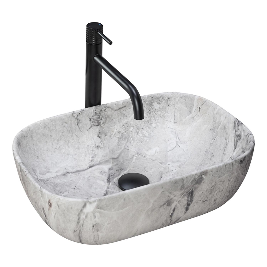 REA-U3800 - Umywalka nablatowa LIVIA 33,5x46,5 cm ceramika/szara/imitacja kamienia