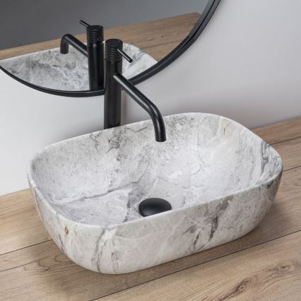 REA-U3800 - Umywalka nablatowa LIVIA 33,5x46,5 cm ceramika/szara/imitacja kamienia