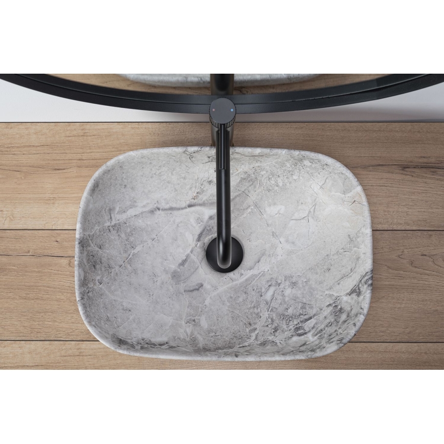 REA-U3800 - Umywalka nablatowa LIVIA 33,5x46,5 cm ceramika/szara/imitacja kamienia